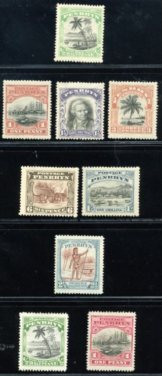 Penrhyn Island 1920/29 Sc 25 - 30,  31,  33 - 34 Vf Og Mlh Rare Complete Set 9 Stamp