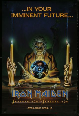 Rare Iron Maiden 7th Son Of A 7th Son 1988 Advance Promo Teaser Poster Big