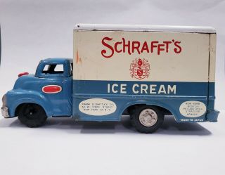 Rare Vintage Advertising Schraffts Ice Cream Ny Tin Friction Truck Toy Japan