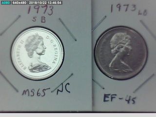 2 - 1973 Quarters,  Rare Large Bust - Ef - 45,  Small Bust - Ms - 65 Nc / Proof Like,