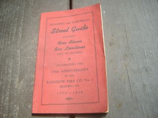 Rare 1773 - 1948 Fire Alarm Box Location Street Guide Reading Pa.  Rainbow Fire Co.