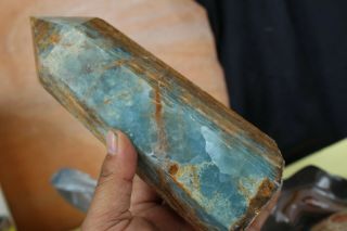 1446g Top Rare Natural Blue - Veins Stone Quartz Crystal Point Healing A26