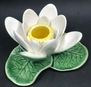 2 RARE Tiffany & Co Ceramic Lotus Candle Holders Handmade Made In Portugal 2