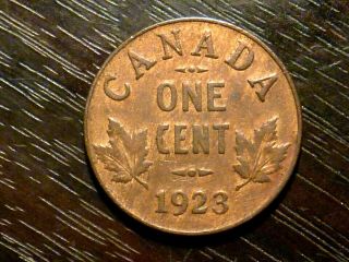 Rare 1923 Key Date One Cent Georges V Fine