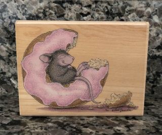 Stampabilities House Mouse Wood Rubber Stamp Donut Bliss 2002 Muzzy Rare Retired