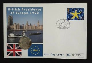 1992 British Presidency Of Europe Coin & First Day Cover Stamp Number 5295 - Rare