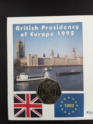 1992 British Presidency Of Europe Coin & First Day Cover Stamp number 5295 - rare 3
