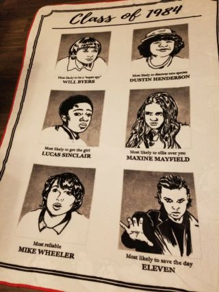 Rare 84x63 Stranger Things Class Of 1984 Throw.  Impossible To Find.  Has Flaws