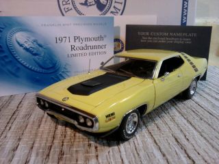 Franklin 1971 Plymouth Road Runner.  1:24.  Rare Le.  Mib.  Docs.  Rare Coupe.