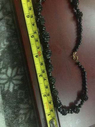 Rare Antique Victorian Whitby Jet Carved 16” Necklace Mourning 7