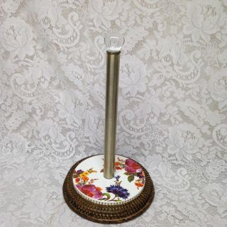 Mackenzie Childs Rare,  Floral Paper Towel Holder 14in H X 8.  5in D