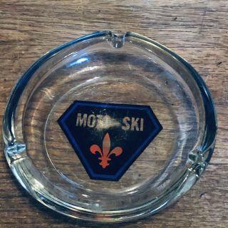 Vintage Moto Ski Snowmobile Glass Ashtray Rare Decorative
