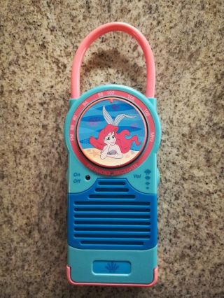 Vtg 90s Disney Little Mermaid Ariel Portable Fm Radio,  Rare,  Htf