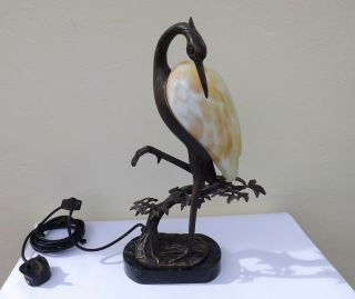 Rare Stunning Tin Chi Heron Lamp Stunning