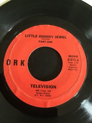 Television Little Johnny Jewel Rare Legendary Punk Rock Single 7” Ork