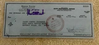 Bernie Taupin Signed Rare 1977 Autographed Check Songwriter For Elton John