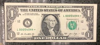 2013 $1 Star Note✯ One Dollar Bill.  Very Rare,  Only 80,  000 Total Run Size