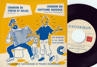 Tintin Rare Orig Fre Ps 45 Ex 1959 Chanson De Tintin Milou Et Haddock Chanson