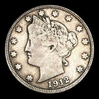 1912 - D Liberty V Nickel Crusty Lightly Circulated Rare Key Date Denver Coin