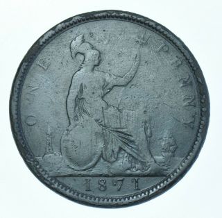 Rare 1871 Penny British Coin From Victoria [r8] Fine