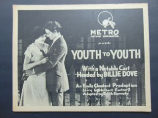 C.  1922 - Youth To Youth - Billie Dove - 7 Rare Lobby Cards Silent Film