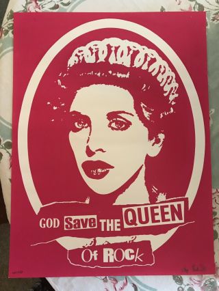 Courtney Love God Save The Queen Of Rock Poster Rare Signed By Artist