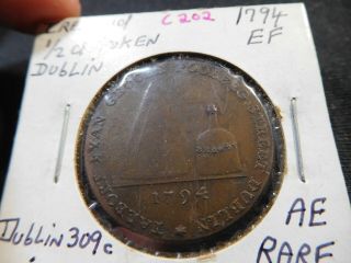 C202 Ireland Dublin 1794 Talbort Fyan Grocer Conder 1/2 Penny D&h - 309c Rare