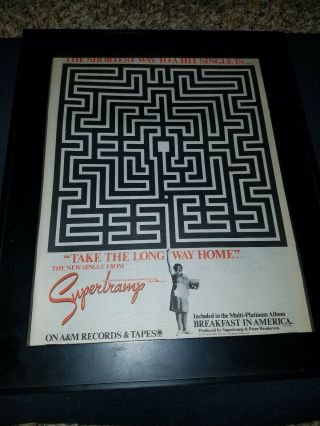 Supertramp Take The Long Way Home Rare Promo Poster Ad Framed
