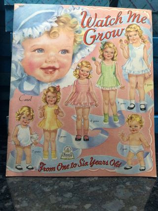 Vtg Orig 1944 Rare Watch Me Grow Paper Dolls Uncut Merrill 1944