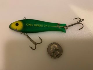 Vintage King Bingo 3 ½” Long Gold Fishing Lure Rare Color Clear Green 3kb