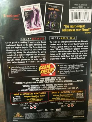DERANGED / MOTEL HELL DVD Midnite Movies Cult Gore Ed Gein Texas Chainsaw Rare 2