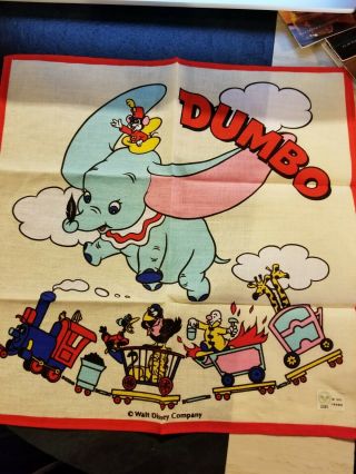 Dumbo Disney Fabric Art Handkerchief Vintage Rare