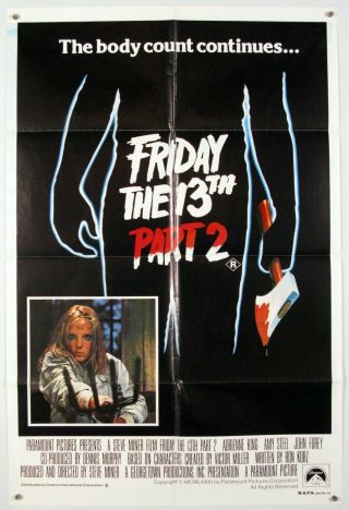 Friday The 13th Part 2 Betsy Palmer Horror Rare Aus One Sheet 1981