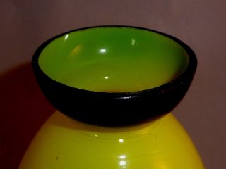 Rare Antique ‘Mary Gregory’ Yellow Vase with Black Enamel Design 7