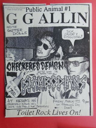Rare Punk Concert Posters 14/g G Allin &the Gutter Dolls - - Kesha 