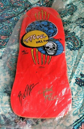 Signed 48/100 Tony Alva Bill Danforth Skateboard Nos Pink Rare Circle Skulls