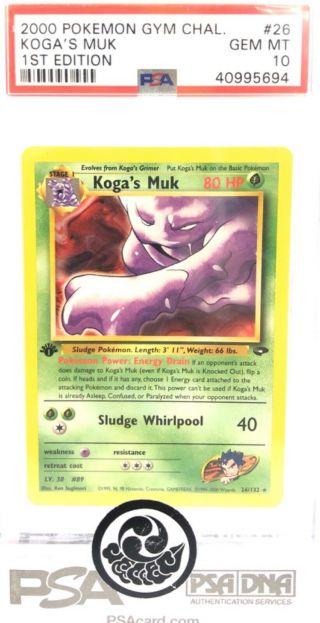 2000 Tcg Pokémon Gym Challenge 26 1st Edition Koga’s Muk Psa 10 Gem Mt