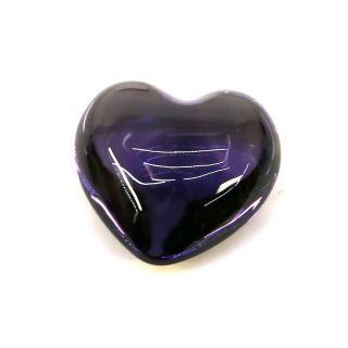 Baccarat Crystal Puffed Heart Paperweight Rare Purple Double Signed