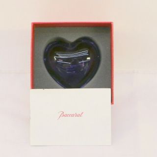Baccarat Crystal Puffed Heart Paperweight Rare Purple Double Signed 2
