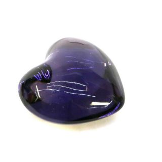Baccarat Crystal Puffed Heart Paperweight Rare Purple Double Signed 5