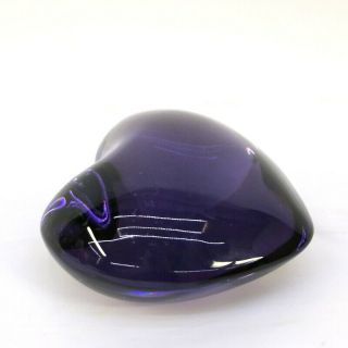 Baccarat Crystal Puffed Heart Paperweight Rare Purple Double Signed 6