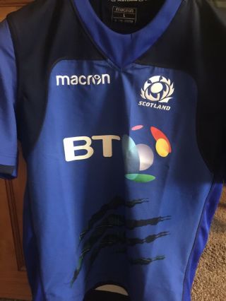 Scotland Rugby Union Team Training Top Shirt Jersey Macron Large Very Rare Shirt