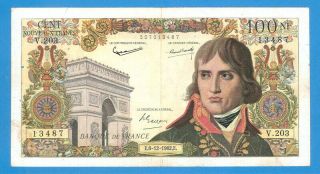 France 100 Francs 1962 Series V203 Rare