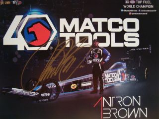 Antron Brown Signed Drag Racer Rare Promo Photo Autograph In Gold For Collectors