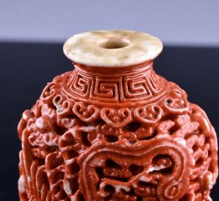RARE c1800 CHINESE IMPERIAL JIAQING MARK PERIOD ORANGE CORAL ENAMEL SNUFF BOTTLE 5
