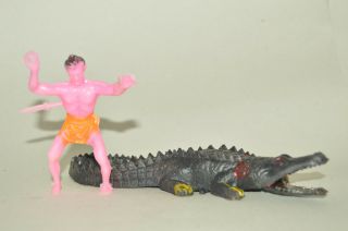 Ultra Rare Toy Mexican Figure Bootleg Tarzan & Crocodile Black Made In Mexico