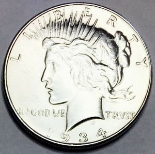 1934 P Peace Dollar Gem Bu,  So Rare In This Quality King Rarity Find Nr 6527