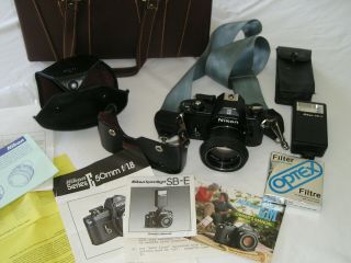 1980 Nikon Em M90 35mm Camera W/nikon Series E 50mm 1:1.  8 Lens,  Ex Rarely