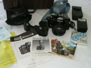 1980 Nikon EM M90 35mm Camera w/Nikon Series E 50mm 1:1.  8 Lens,  Ex Rarely 2