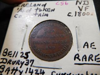 C56 Ireland Antrim C.  1800s Cunningham & Co.  Farthing Token Drury - 37 Rare